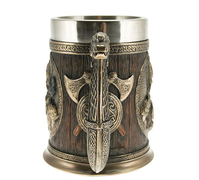 Main Image Viking mug with vikings and axes