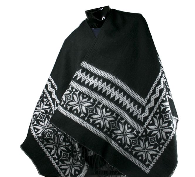 Main Image Poncho, Star pattern, black