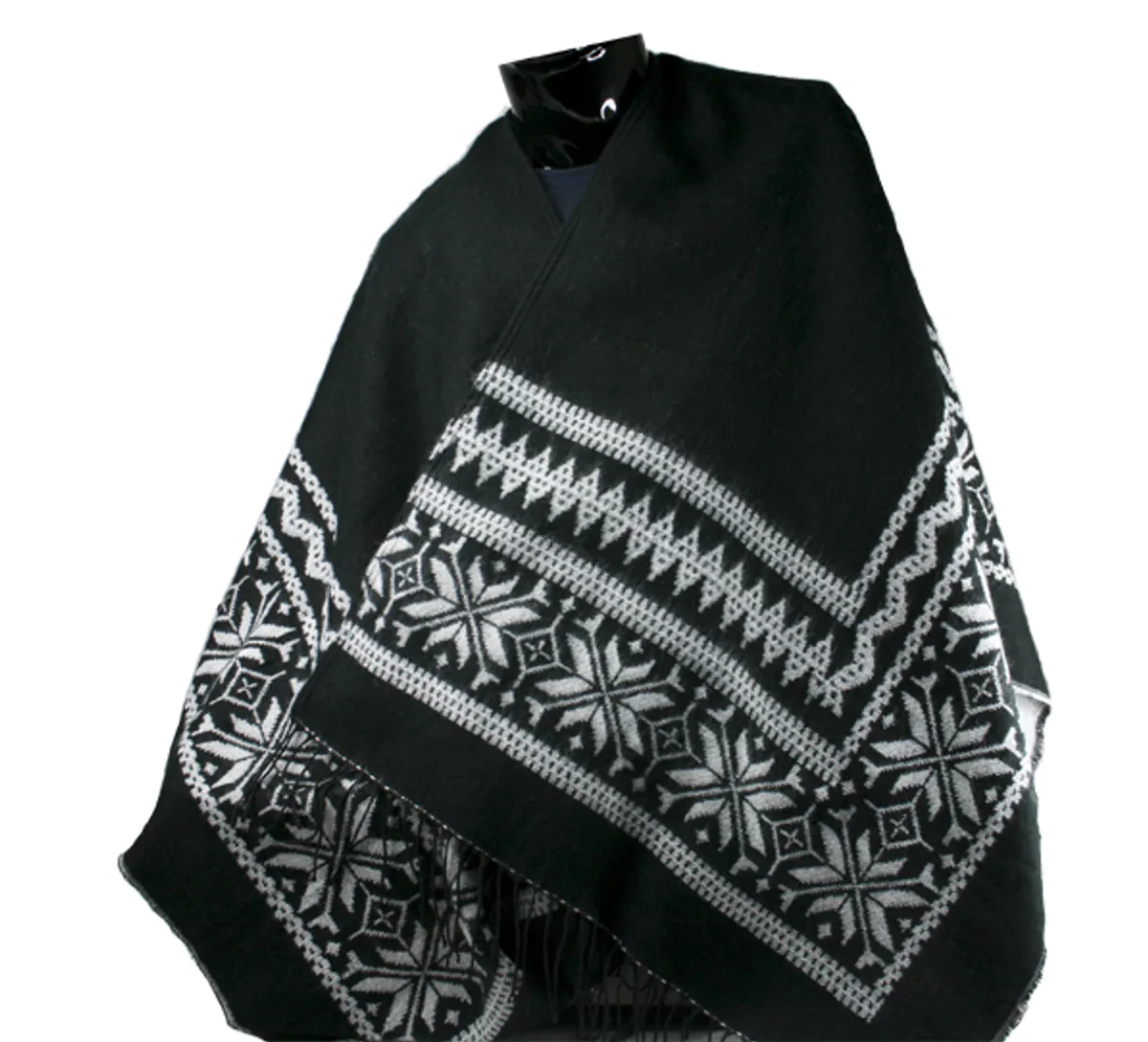 Poncho, Star pattern, black