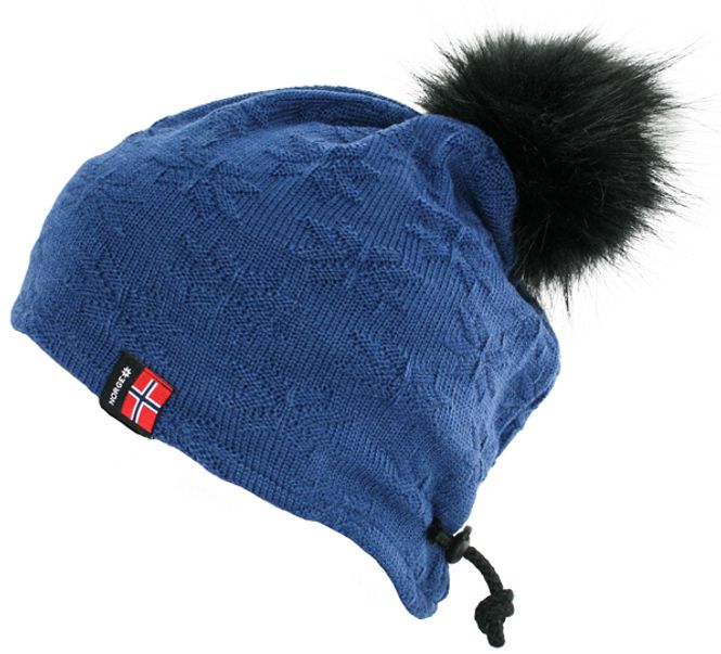 Main Image Knitted hat with purl stitch rose blue, black  ...