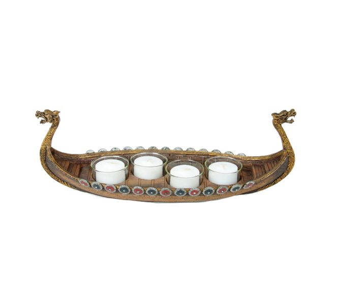 Main Image Viking ship candle holder, 4 candles