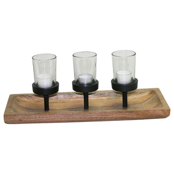 Bilde av T-lysholder, med glass og jernholdere, F-design