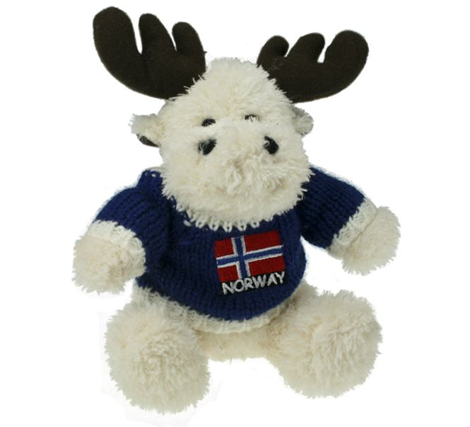 Main Image Albino elg med genser og brodert flagg, blå