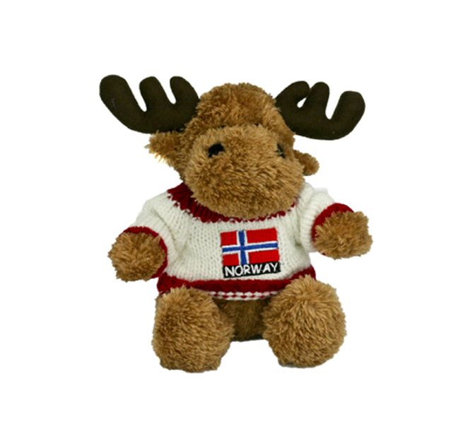 Main Image Elg med rød/hvit genser og brodert flagg