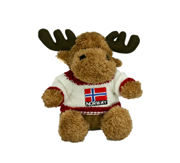 Main Image Elg med rød/hvit genser og brodert flagg