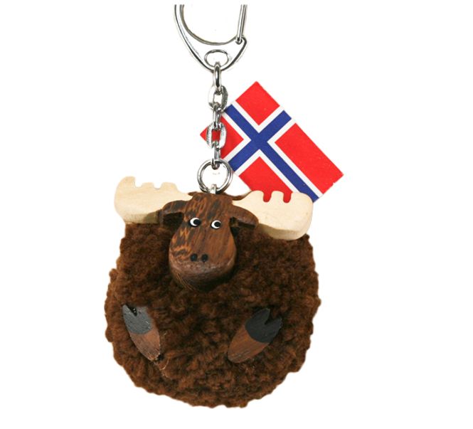Main Image Keychain with brown pompom moose