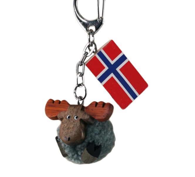 Main Image Keychain with gray pompom moose, small