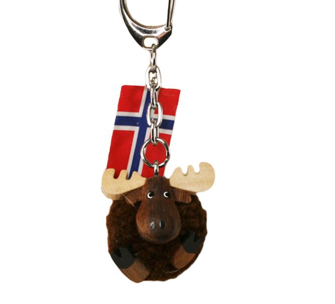 Main Image Keychain with brown pom-pom moose, small