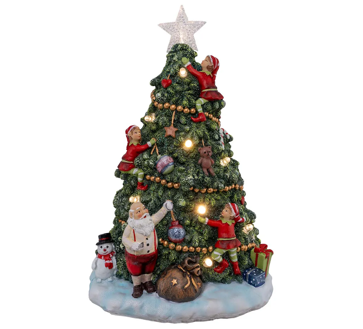 Pyntet juletre med LEDlys, grønt