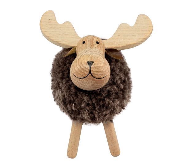 Hovedbilde Elg av tre, brun, fluffy, stor