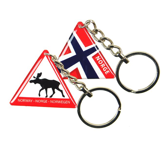 Main Image Keychain, moose road sign and flag