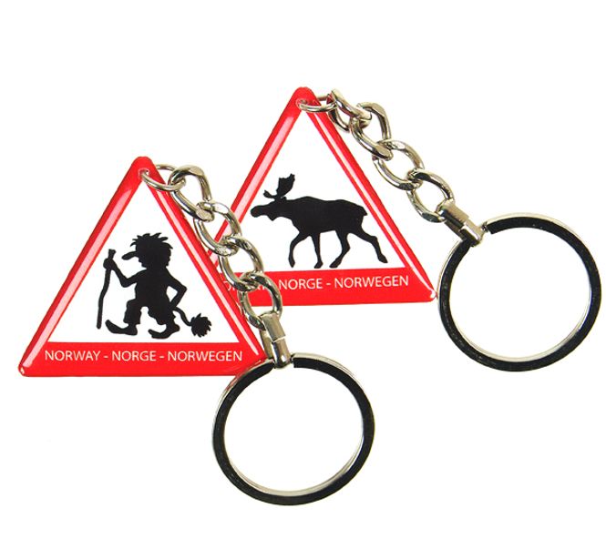 Main Image Keychain, troll- and moose road sign