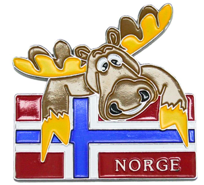 Main Image Metal magnet, moose with flag