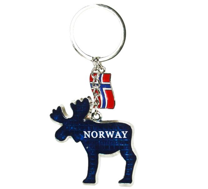 Main Image Keychain, blue moose Norway