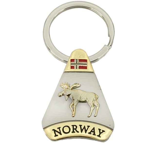 Main Image Keychain, triangular, gold / silver, moose