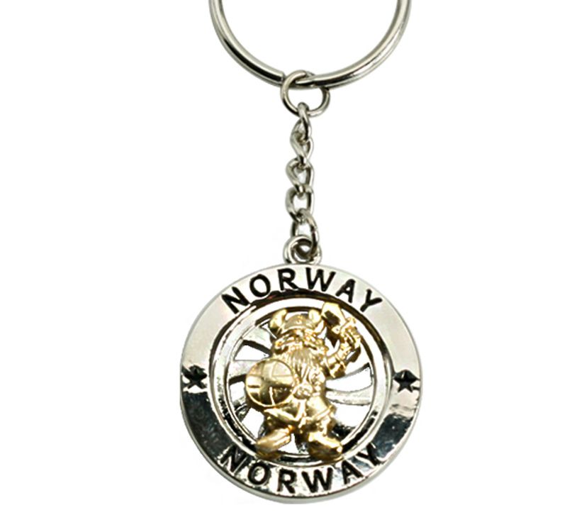Nøkkelring, m.spinner, gull/ sølv, Viking