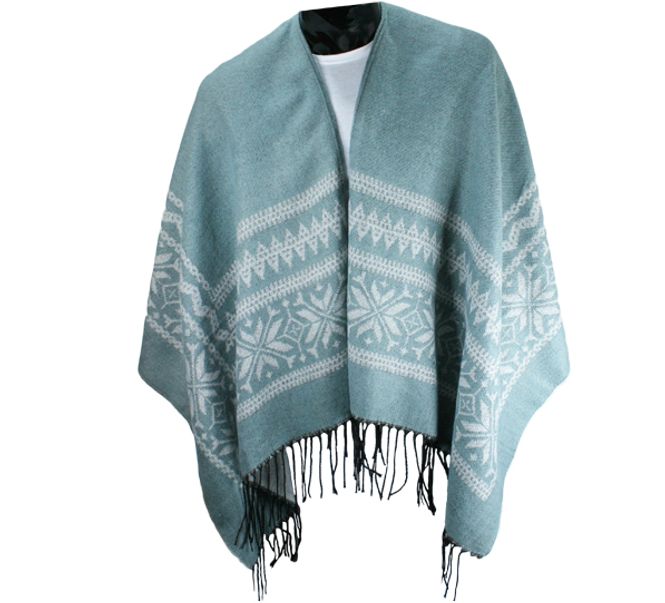 Main Image Poncho, Star pattern, ice blue