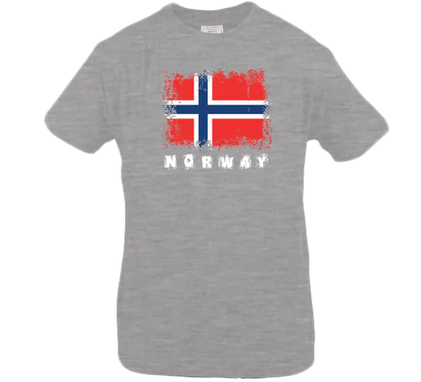 Hovedbilde T-skjorte, Norway med flagg, melert