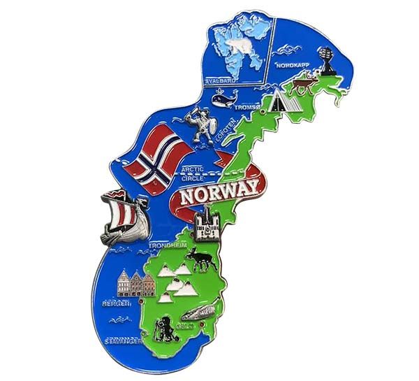 Main Image Magnet i metall, norgeskart med Svalbard