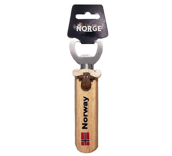 Main Image Bottle opener, wooden with moose
