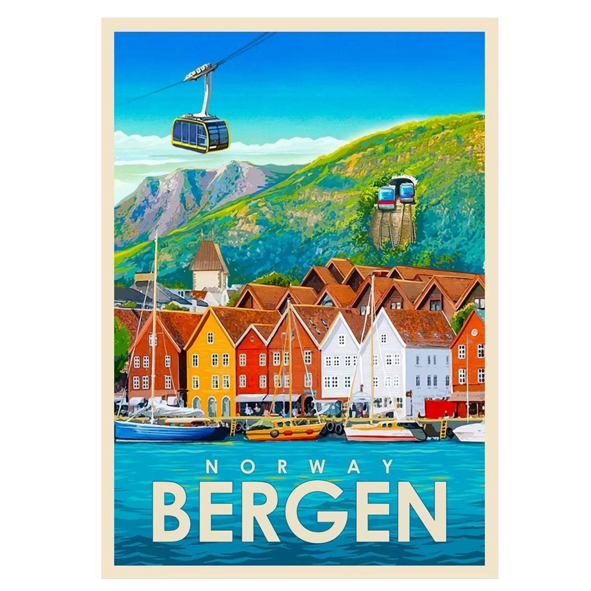 Postcard, Bergen, retro