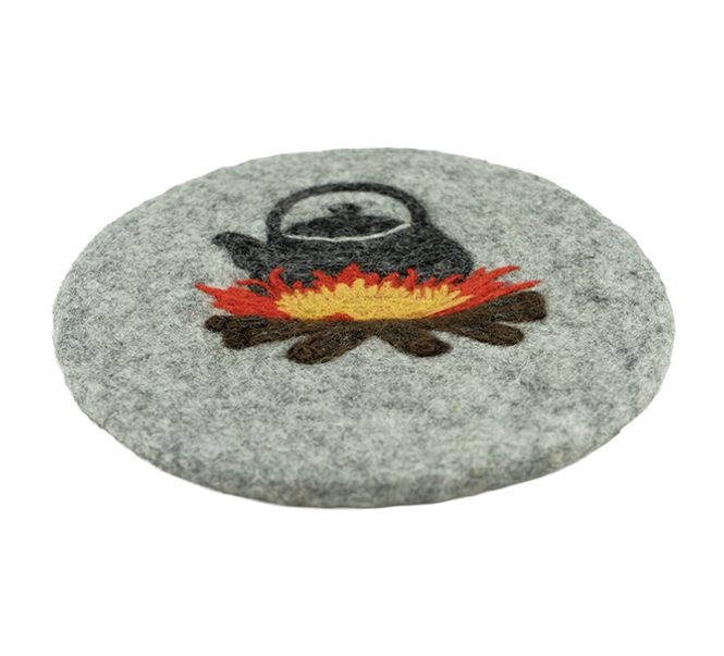 Main Image Potholder, Kettle over the fire Felted wool