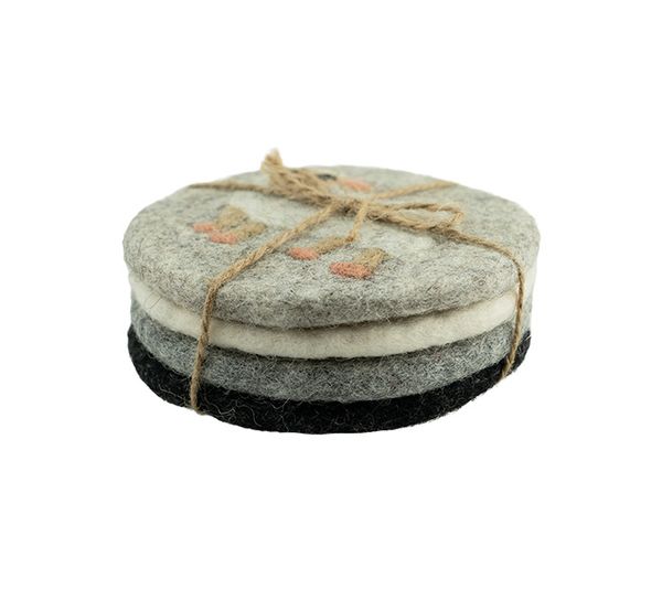 Main Image Glass coaster, sheep S/4 ass Felted wool