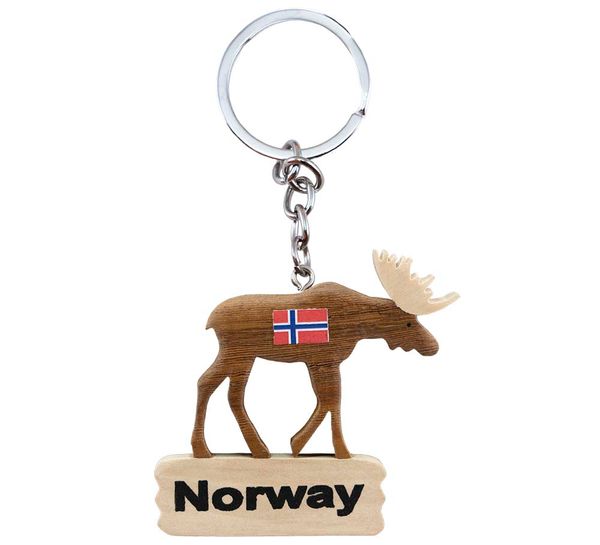 Hovedbilde Nøkkelring, elg Norway av tre