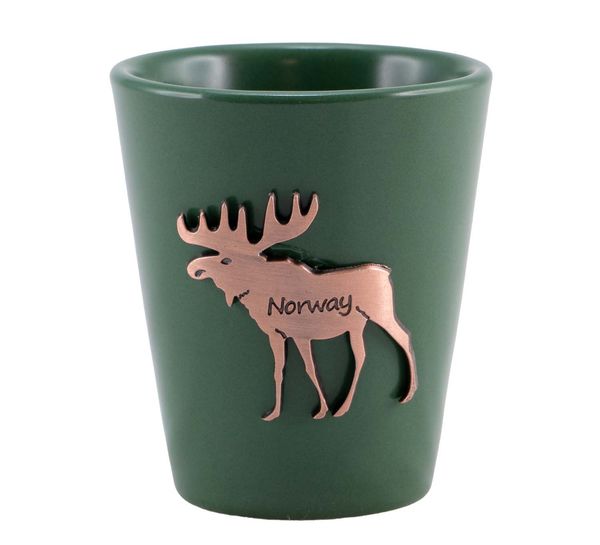 Main Image Shotglass with metal moose, green