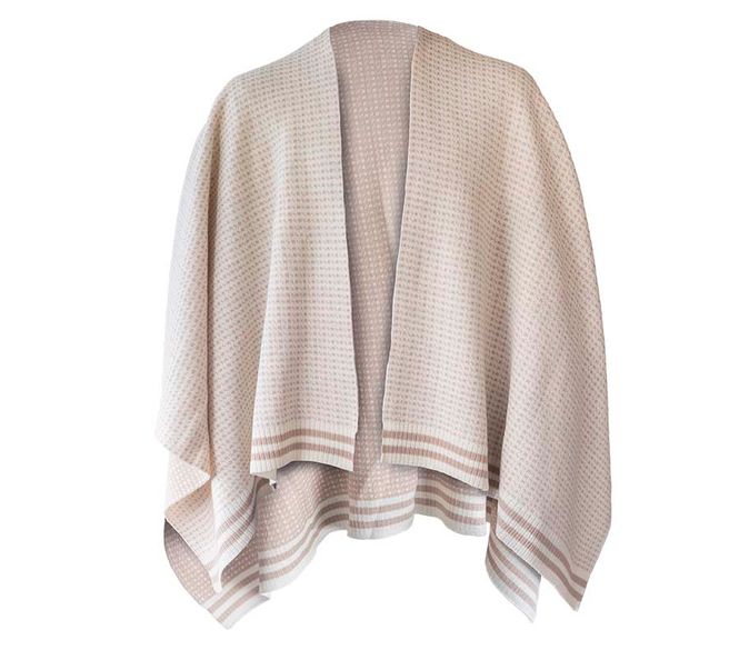 Hovedbilde Ullponcho, Islender, sand/hvit