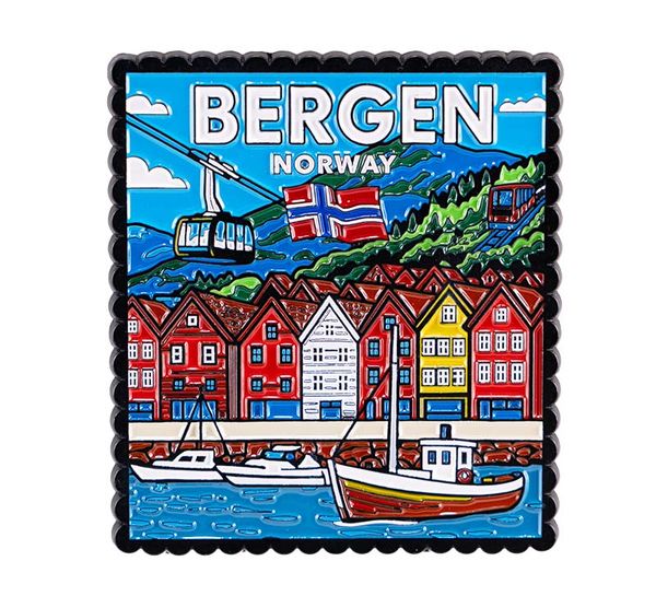 Hovedbilde Magnet Bergen, sort ramme