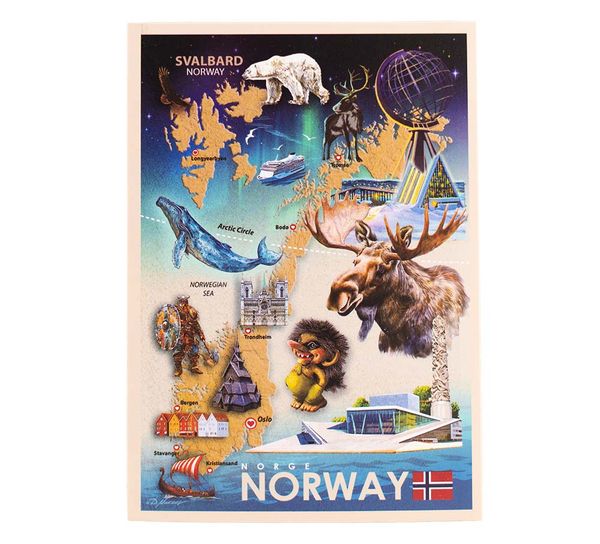 Hovedbilde Postkort, Norway, retromotiv