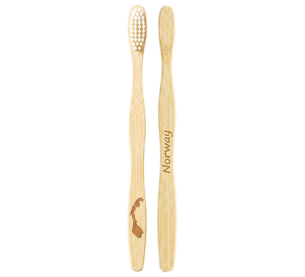Bamboo toothbrush, with Norwegian map