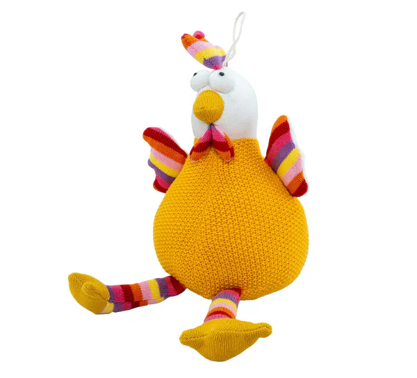 Main Image Knitted hen with pink striped legs