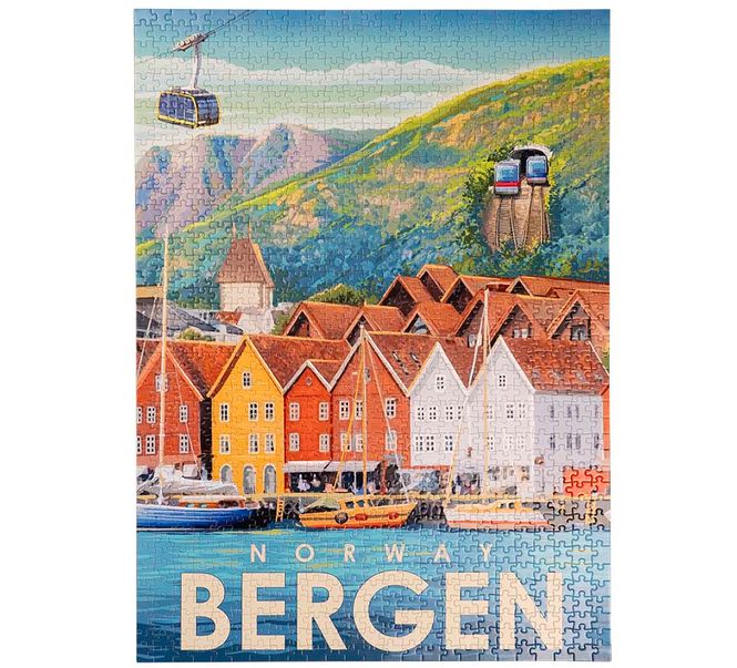 Hovedbilde Puslespill, Bergen, retro, 1000 brikker