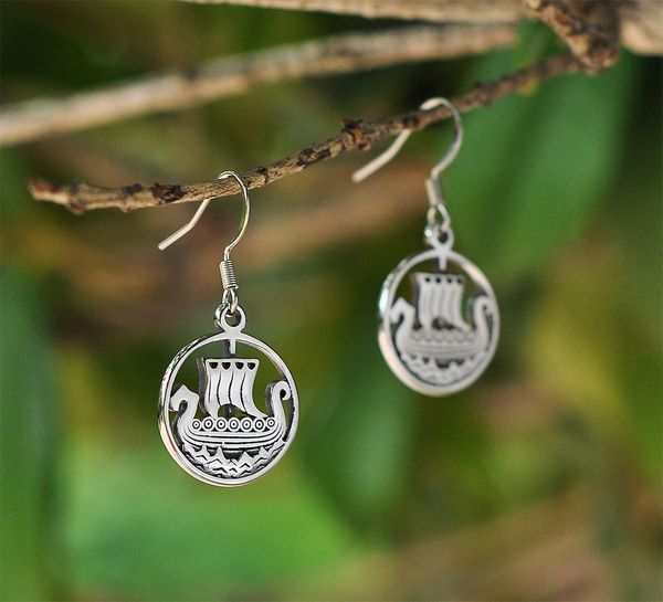 Main Image Earrings, Viking ship