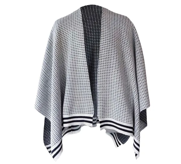 Hovedbilde Ullponcho, Islender, sort/hvit