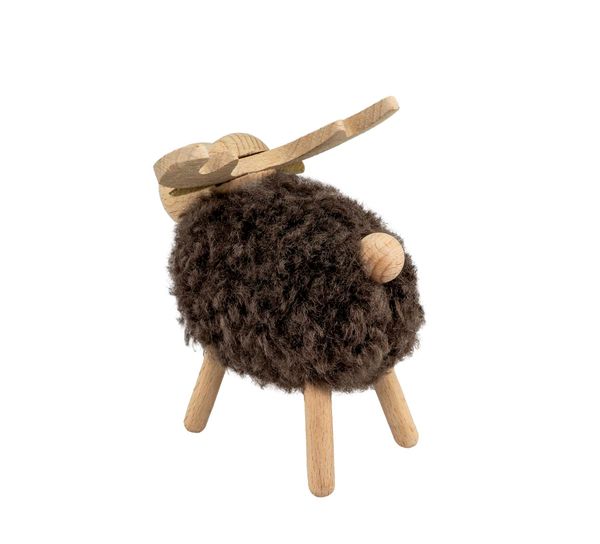 Hovedbilde Elg av tre, brun, fluffy, liten