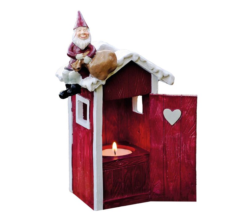 Santa sitting on top of an outhouse, Harvesttime